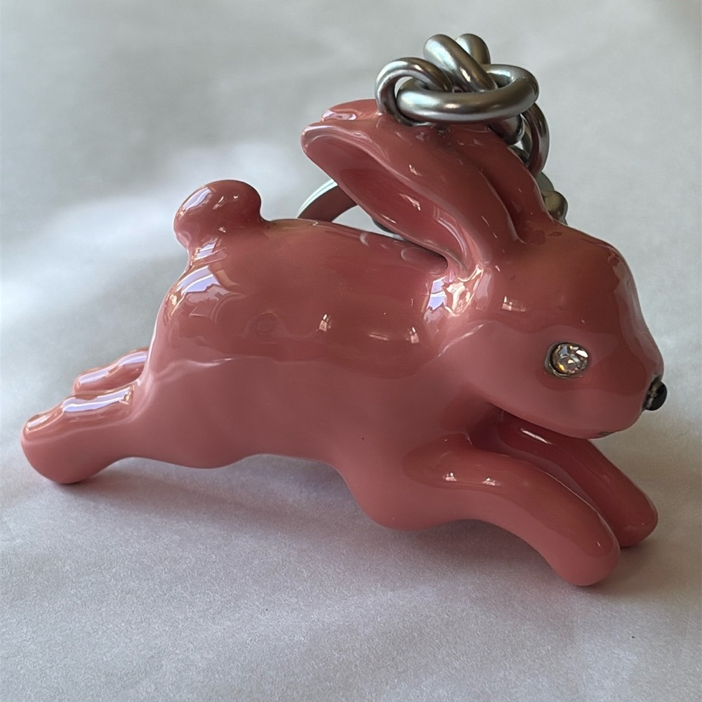 🐰🌸🐰Coach Silver and Pink Bunny Charm Key Chain 🐰🌸🐰  NWT 🐰🌸🐰 - Picture 9 of 16